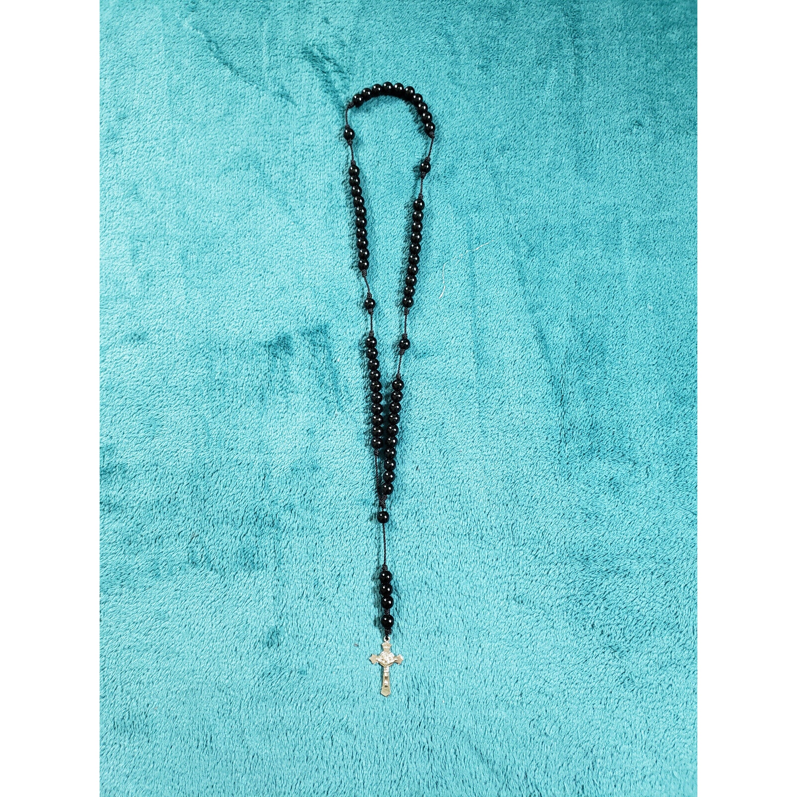 Catholic Necklace La Popa Colombia Mens Rosary Hematite Cross Onyx Mens Cross